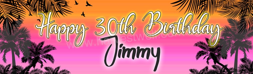 Sunset Night Party Birthday Customized Banner